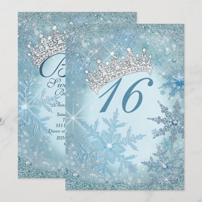 Invitations de Snowflake Winter Wonderland (Devant / Derrière)