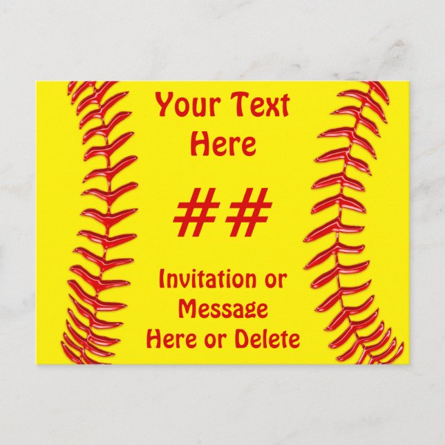 Invitations de softball pas cher PERSONNALISÉ (Devant)