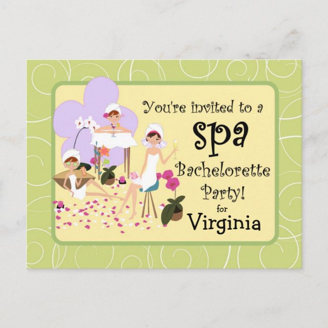 Invitations de Spas de la soirée de bachelorette p (Devant)