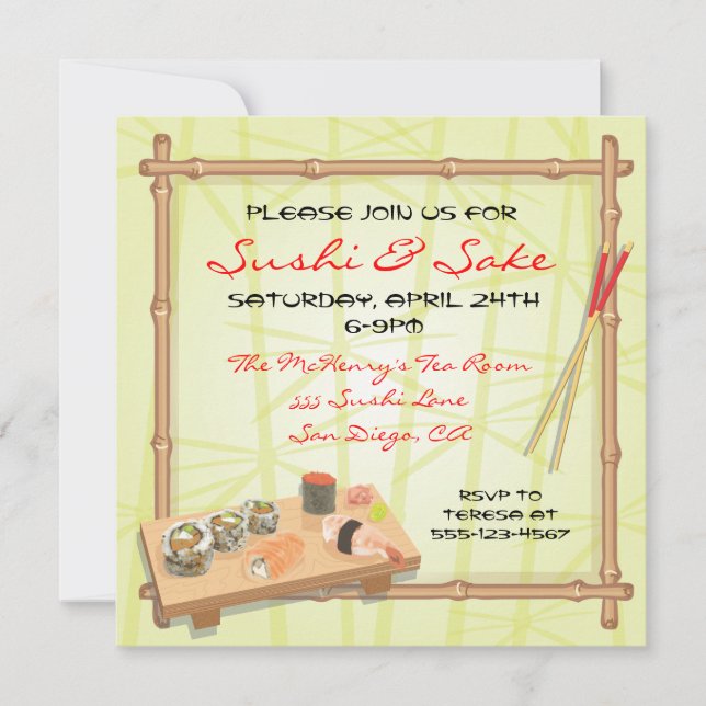 Invitations de sushi japonais (Devant)