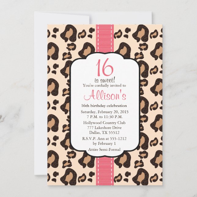 Invitations de sweet sixteen d'empreinte de (Devant)