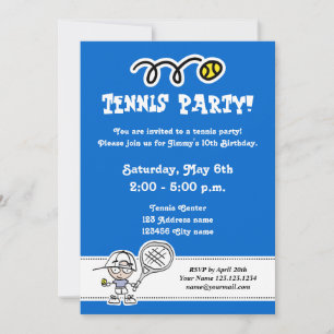 Invitations de tennis pour l'anniversaire du garço