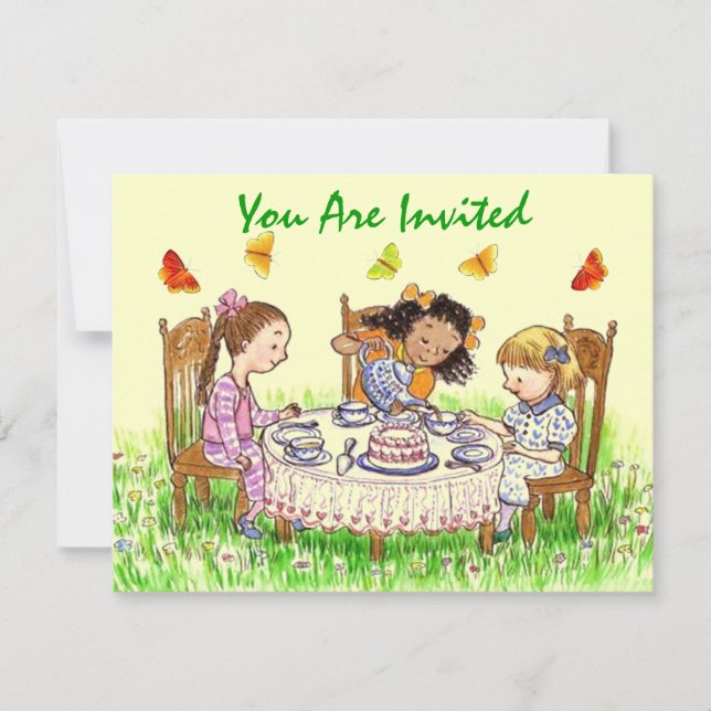 Invitations de thé d'anniversaire de filles et de (Devant)
