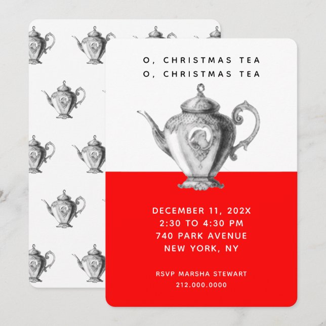 Invitations de thé de Noël (Devant / Derrière)