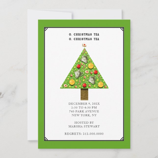 Invitations de thé de Noël (Devant)