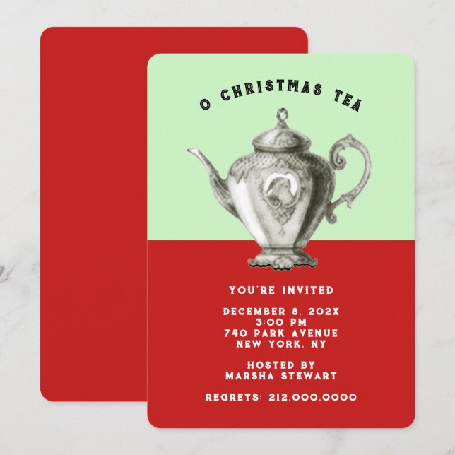 Invitations de thé de vacances (Devant / Derrière)