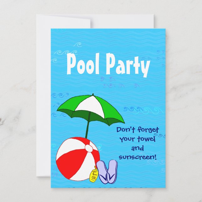 Invitations de thème de natation de la fête de la  (Devant)