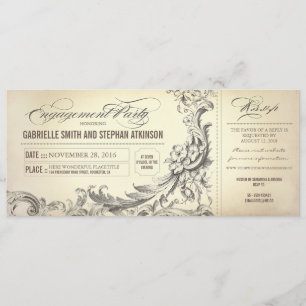 Invitations de tickets de fifiançailles vintages