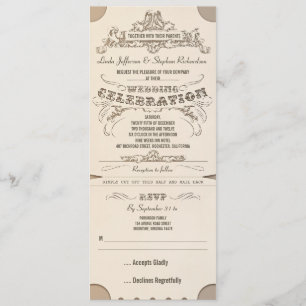 Invitations de tickets typographiques mariages ave