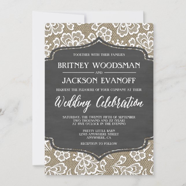 Invitations de toile de jute de tableau et de (Devant)