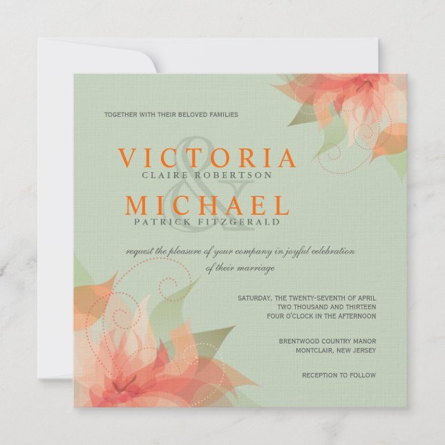 Invitations de toile oranges et sages tropicales (Devant)