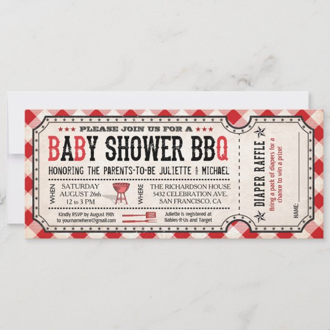 Invitations de tombola de couche-culotte de billet (Devant)