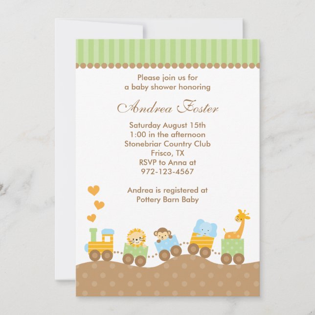 Invitations de train animal Jungle (Devant)