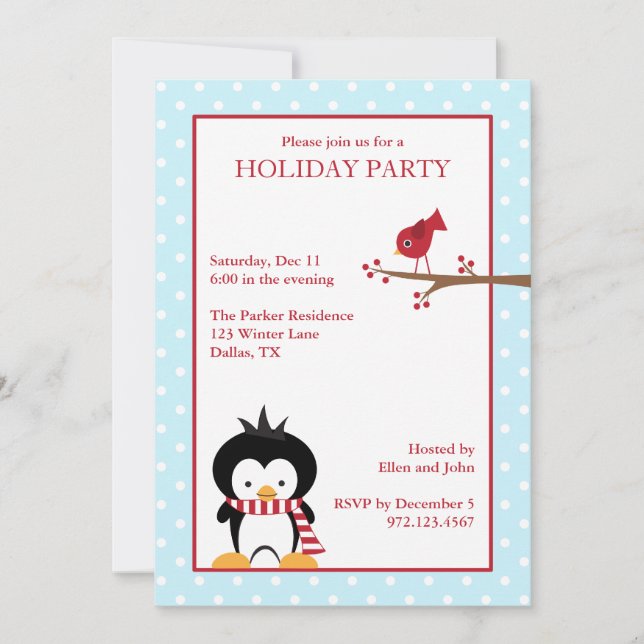 Invitations de vacances Penguin (Devant)