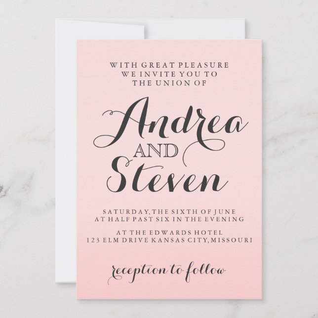 Invitations de Wedding Blush Pink (Devant)