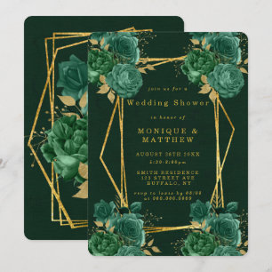 Invitations de Wedding shower géométrique vert or
