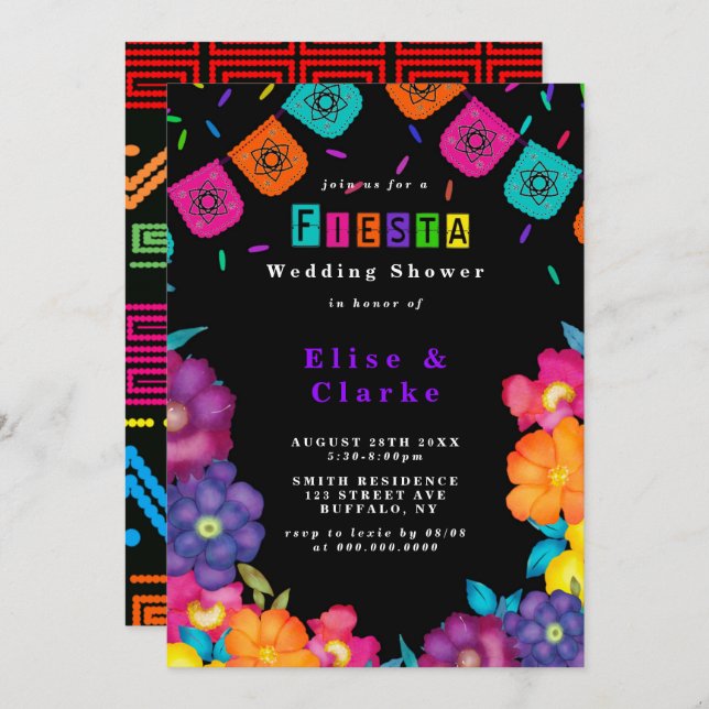 Invitations de Wedding showers de Fiesta Florals m (Devant / Derrière)