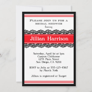 Invitations de Wedding showers nuptiaux Red Modern