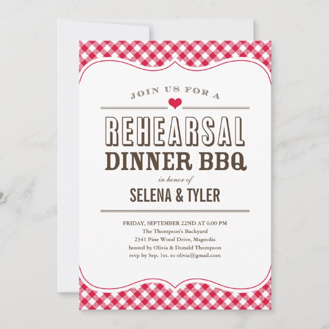Invitations décontractées de dîner de répétition (Devant)