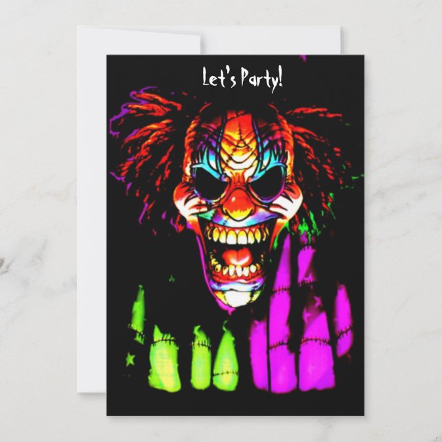Invitations déplaisantes de Halloween de clown (Devant)