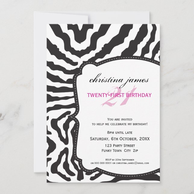 INVITATIONS d'ÉVÉNEMENT SPÉCIAL :: superbe zebra 6 (Devant)