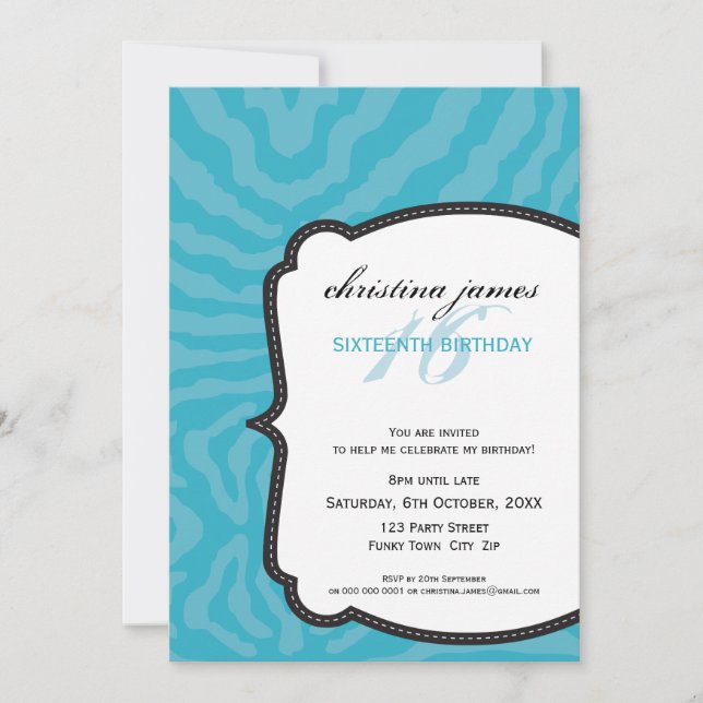INVITATIONS d'ÉVÉNEMENT SPÉCIAL :: superbe zebra 7 (Devant)