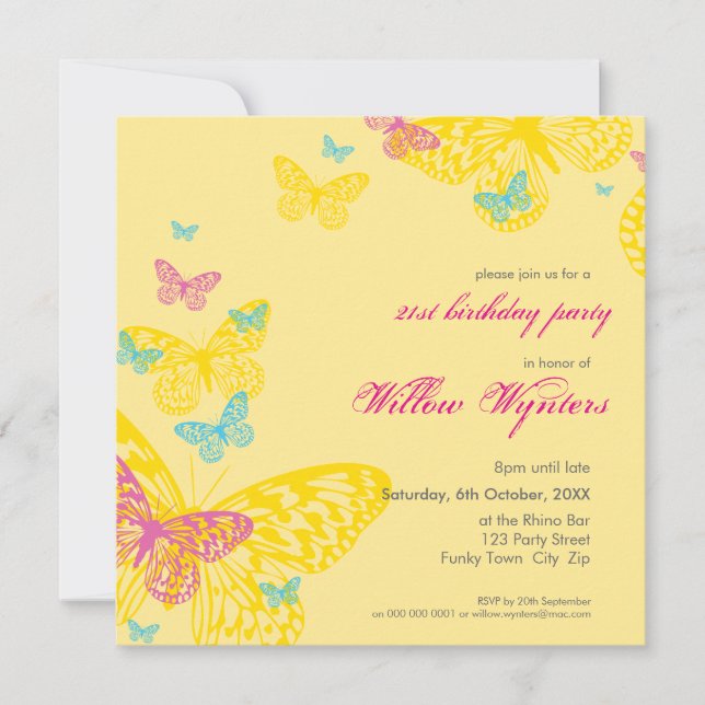 INVITATIONS d'événements spéciaux :: papillons 6SQ (Devant)