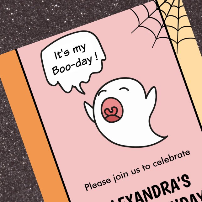 Invitations d'Halloween 1er anniversaire petit liv (Halloween-1st-birthday-invitations-pink-little-boo-1)