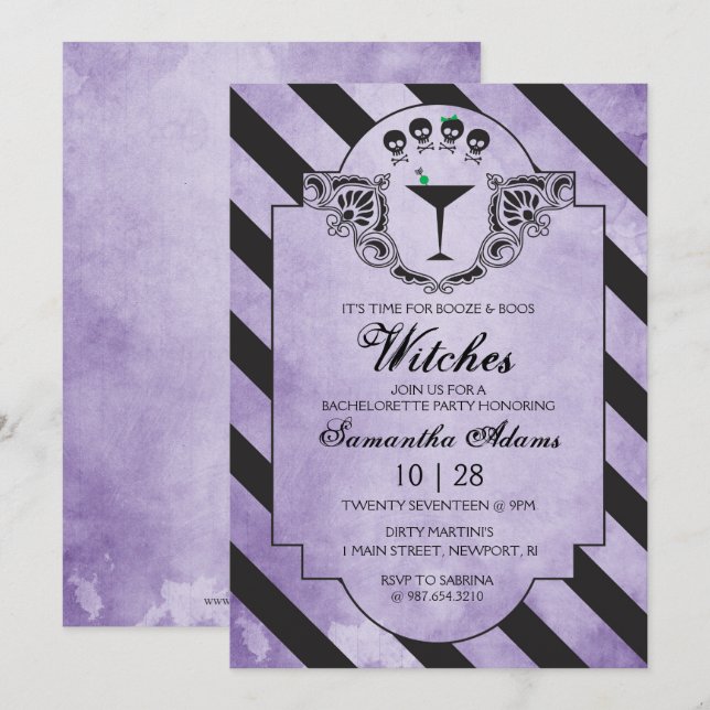 Invitations d'Halloween adulte Noir gothique (Devant / Derrière)