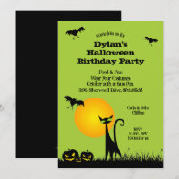 Invitations d'Halloween Chats et chauves-souris no