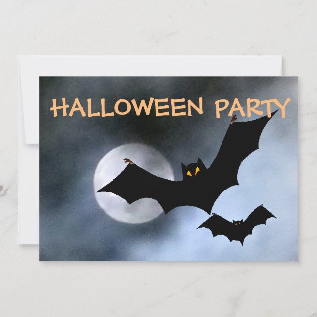 Invitations d'Halloween chauves-souris éffrayantes (Devant)