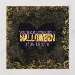 Invitations d'Halloween Gold Frame