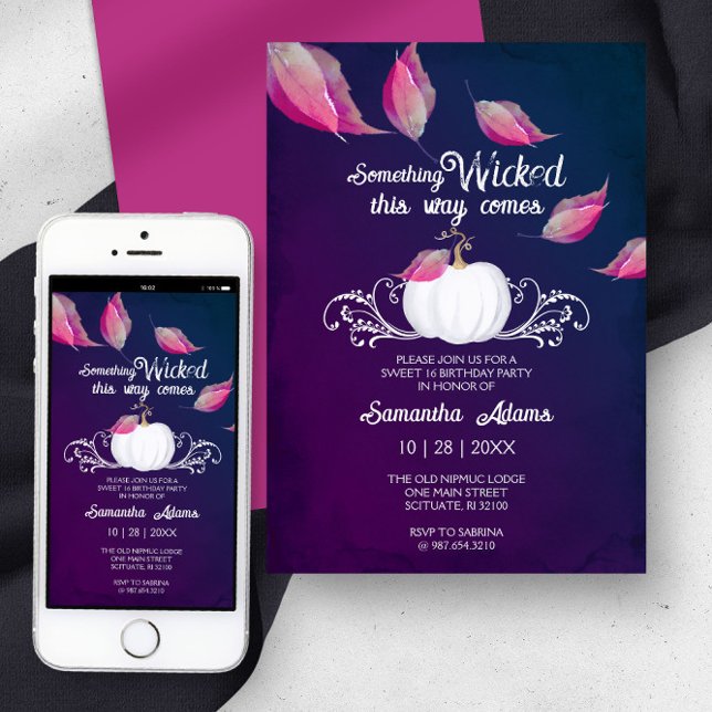 Invitations d'Halloween Sweet 16 Anniversaire fête (halloween evite invitation sweet 16 October birthday)