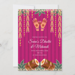 Invitations Digital Dholki invitation Mehndi numér