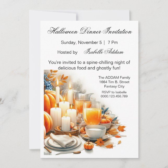 Invitations digitales et dîners d'Halloween (Devant)