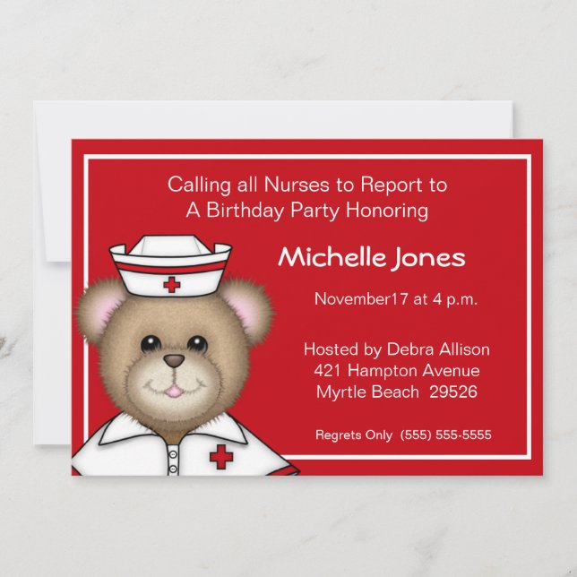 Invitations d'infirmières pour enfants/adultes (Devant)