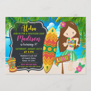 Invitations d'invitation d'anniversaire de Luau