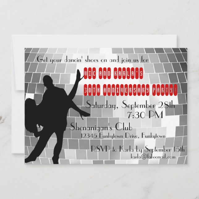 Invitations Disco Couple Party personnalisées (Devant)
