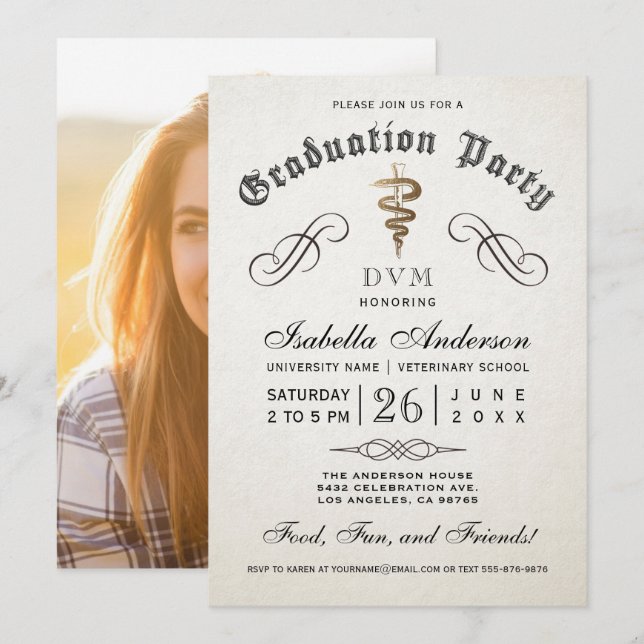Invitations d'obtention du diplôme d'école (Devant / Derrière)