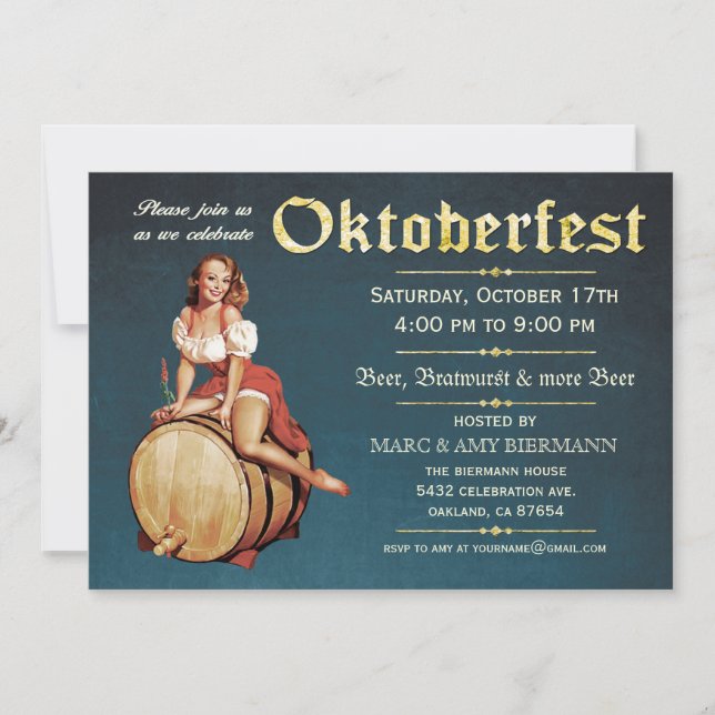 Invitations d'Oktoberfest (cru) v.2 (bleues) (Devant)