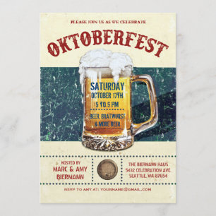 Invitations d'Oktoberfest - v.1 rustique vintage