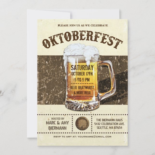 Invitations d'Oktoberfest - v.2 rustique vintage (Devant)