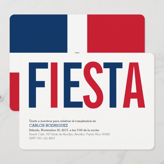Invitations: Dominican Repubublic: Dominican Flag Invitation (Front/Back)