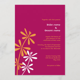 Invitations d'orange et de mariage de Fuschia