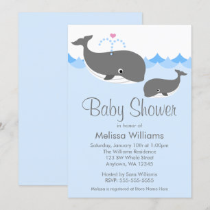 Invitations douces de baby shower de baleine