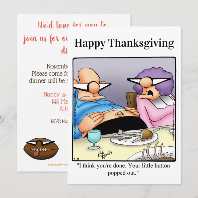 Invitations drôle d'Humour de Thanksgiving (Devant / Derrière)