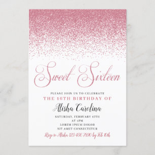 Invitations d'Sweet sixteen, or Rose