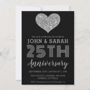 invitations du 25e anniversaire de mariage argent
