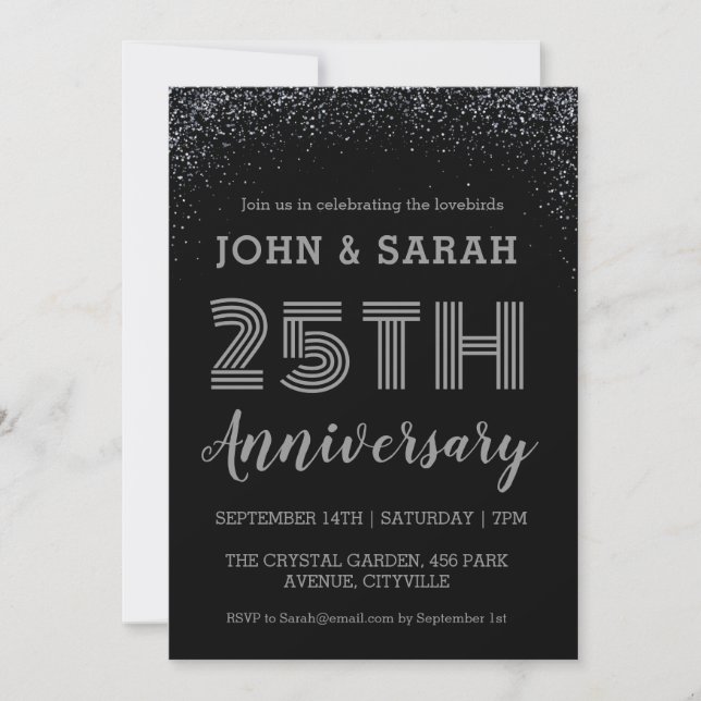 invitations du 25e anniversaire de mariage argent  (Devant)