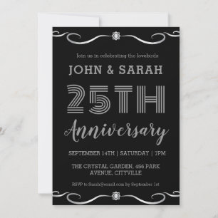 invitations du 25e anniversaire de mariage argent 